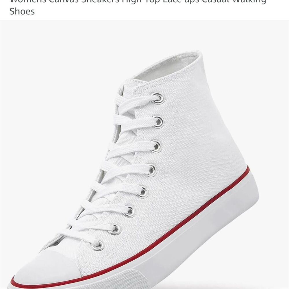 ZGR Women's High Top Canvas Sneakers White Lace-Up Casual Shoes